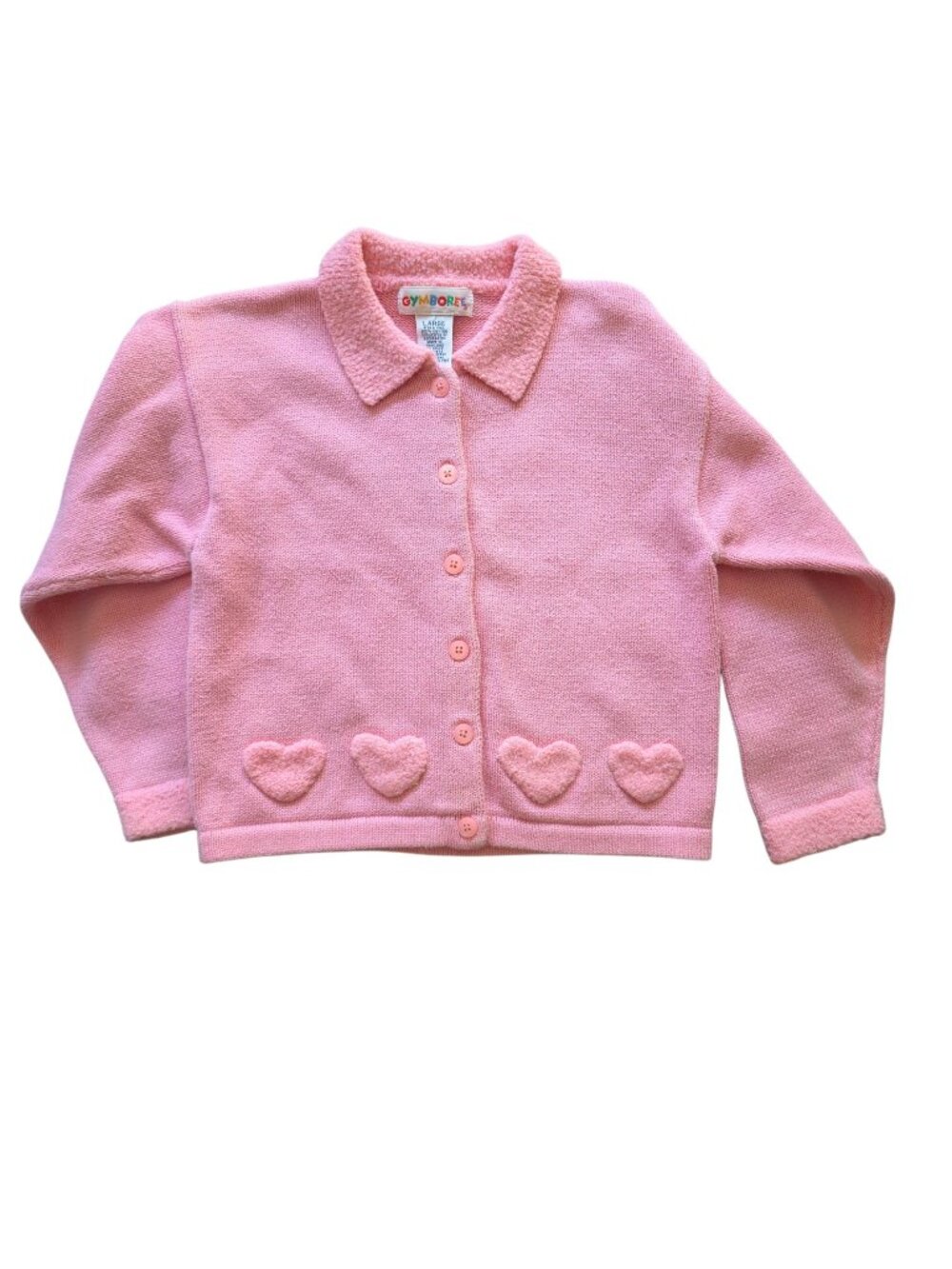 Vintage Gymboree Cardigan Sweater Size L 4-5 Pink Rainbow Tag Hearts New - Picture 1 of 6
